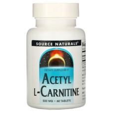 Вітамінно-мінеральний комплекс Source Naturals Ацетил-L-Карнітин 500 мг, Acetyl L-Carnitine, 60 таблеток (SNS-00499)