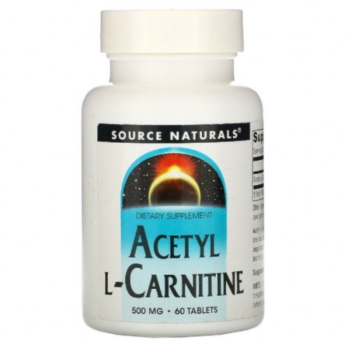 Вітамінно-мінеральний комплекс Source Naturals Ацетил-L-Карнітин 500 мг, Acetyl L-Carnitine, 60 таблеток (SNS-00499)
