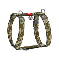 Шлея для собак WAUDOG Nylon анатомічна H-подібна з QR-паспортом "Мілітарі" пластиковий фастекс XL (323-4026)