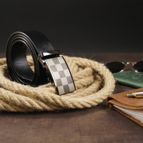 Ремінь Vintage З автоматичною пряжкою шахівниця Чорний (20266)