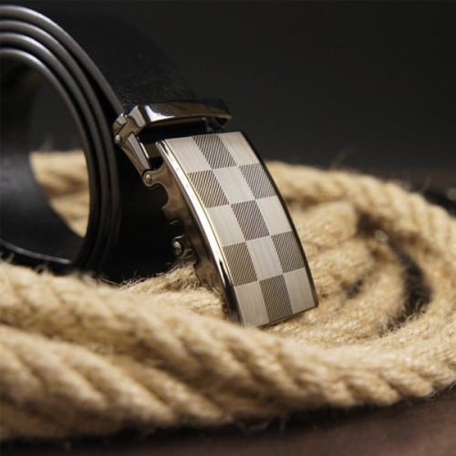 Ремінь Vintage З автоматичною пряжкою шахівниця Чорний (20266)