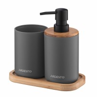 Набір для ванної кімнати Ardesto Minimalism 3 предмети Темно-сірий 360 мл (ARHB3110GB)