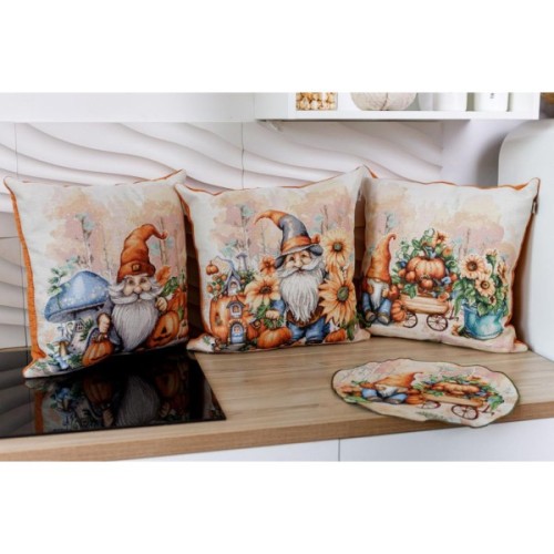 Наволочка Прованс гобеленова декоративна арбузові гноми з грибом 45х45 (036212)