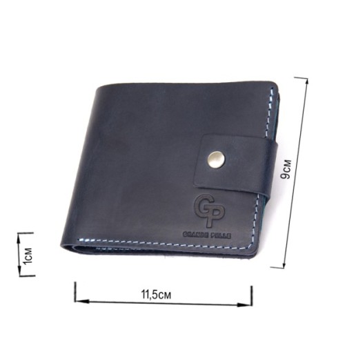 Портмоне Grande Pelle З натуральної шкіри Темно-синє (11461)