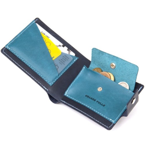 Портмоне Grande Pelle З натуральної шкіри Темно-синє (11461)