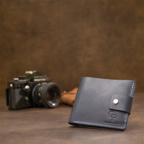 Портмоне Grande Pelle З натуральної шкіри Темно-синє (11461)