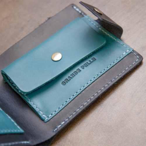 Портмоне Grande Pelle З натуральної шкіри Темно-синє (11461)