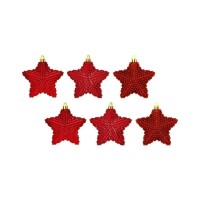 Ялинкова іграшка Christmas House Пластикові Зірки 6 шт Червоні (8718861623925)