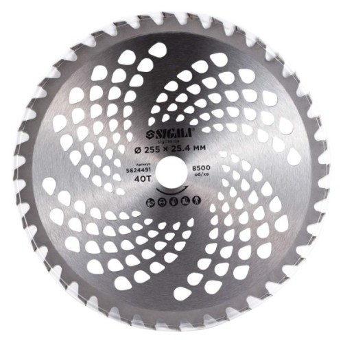 Ніж для тримера Sigma з твердосплавними напайками 255x25.4мм 40Т (5624491)
