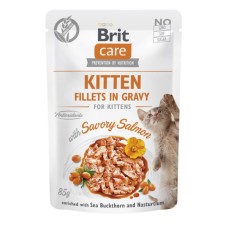 Вологий корм для кішок Brit Care Cat Fillets in Gravy with Savory Salmon філе в соусі з лососем 85 г (8595602565313)