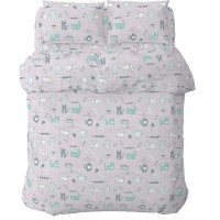 Постільна білизна Home Line Котяча радість бірюзовий, бязь, полуторний (179197)