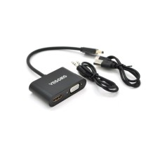 Перехідник HDMI M to VGA F + HDMI F 0.25m black VEGGIEG (YT-C-H-V500)