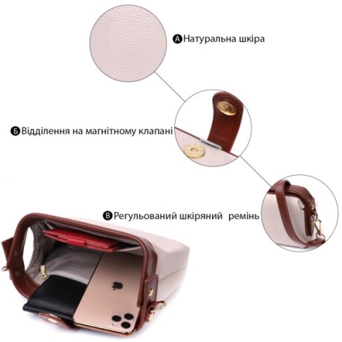 Сумка Vintage З натуральної шкіри Біла (22426)