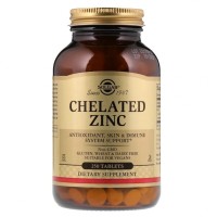 Мінерали Solgar Цинк хелат, Chelated Zinc, 250 таблеток (SOL-00801)