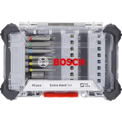 Набір біт Bosch Extra Hard Screwdriver Bit Set, 46шт, магнітний бітотримач, PH,PZ,T, SL, HEX, кейс (2.607.017.723)