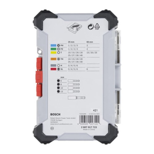 Набір біт Bosch Extra Hard Screwdriver Bit Set, 46шт, магнітний бітотримач, PH,PZ,T, SL, HEX, кейс (2.607.017.723)