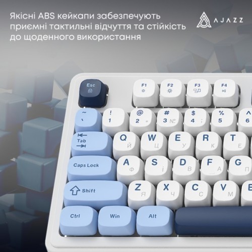 Клавіатура Ajazz AF98 Plus Wireless/Bluetooth/USB UA White/Blue (AF98-PLUS-GB)
