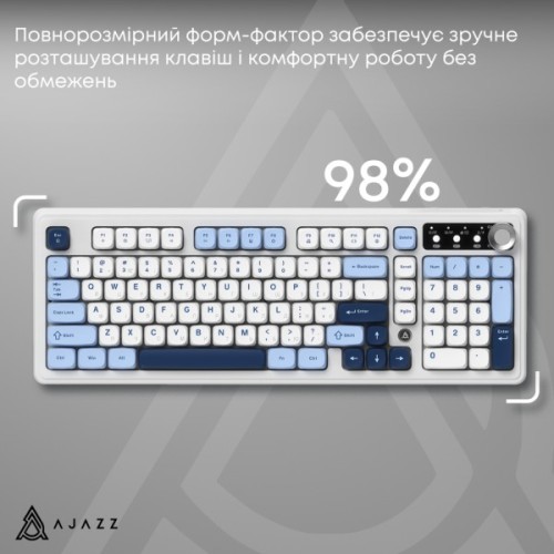 Клавіатура Ajazz AF98 Plus Wireless/Bluetooth/USB UA White/Blue (AF98-PLUS-GB)