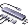 Концентратор Ugreen USB-C 7-in-1 2xUSB 3.0 + USB-C PD100W + HDMI 4K30Hz + SD/TF black (15214)