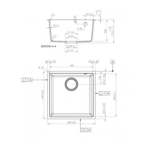 Мийка кухонна Elleci Q 102 under top nero 40