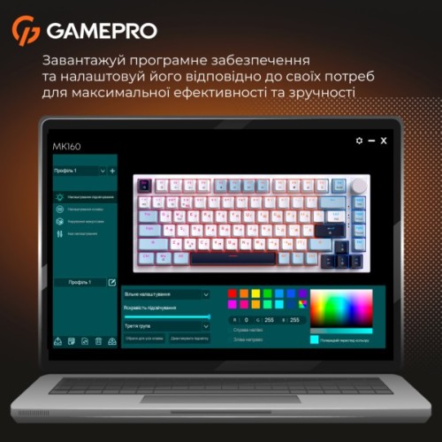 Клавіатура GamePro MK160 V2 Warden QLAB Sakura Linear RGB USB UA White (MK160-V2-BL-QS)