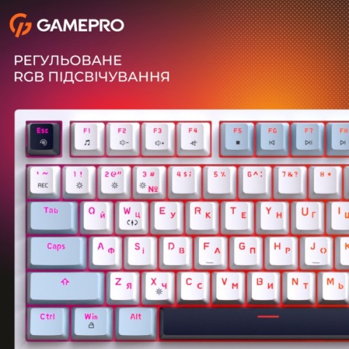 Клавіатура GamePro MK160 V2 Warden QLAB Sakura Linear RGB USB UA White (MK160-V2-BL-QS)