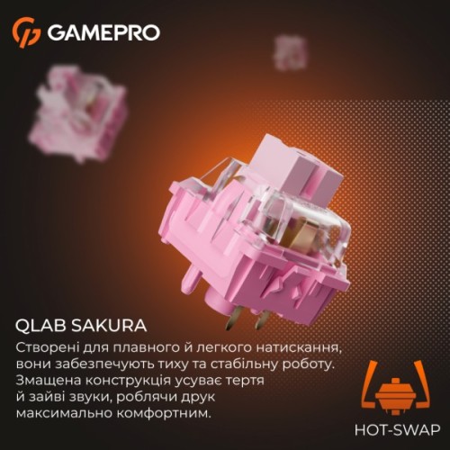 Клавіатура GamePro MK160 V2 Warden QLAB Sakura Linear RGB USB UA White (MK160-V2-BL-QS)