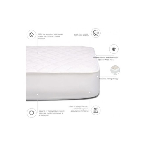 Наматрацник MirSon Стандарт Natural Line Wollen Aloe Vera 958 160х200 см (2200000838865)
