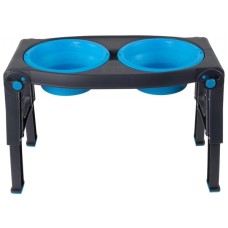 Посуд для собак Dexas Миска подвійна з регульованими ніжками 960 мл блакитна (0084297309053)