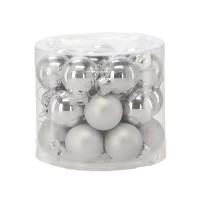 Ялинкова іграшка Chomik скляні кульки 24 шт, 2,5 см, срібні (5900779882126_2)
