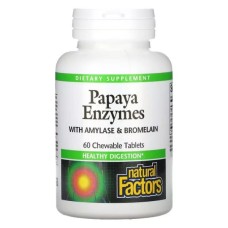 Вітамінно-мінеральний комплекс Natural Factors Ензими Папайї, Papaya Enzymes, 60 Таблеток (NFS01748)