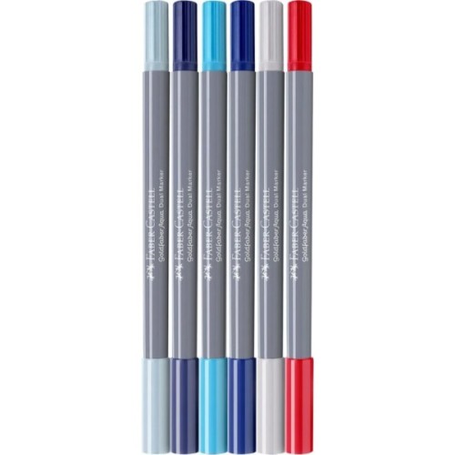 Художній маркер Faber-Castell набір акварельних двосторонніх Goldfaber Aqua Dual Marker Sea, 6 кольорів (32308)