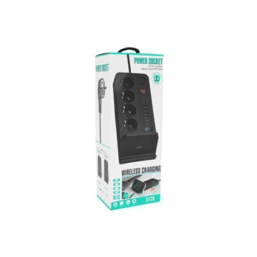 Мережевий фільтр живлення Voltronic G12H, 4 роз, 4USB 3,2А, 2 Type-C, 2м Black (YT-G12H)