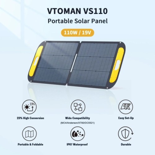Портативна сонячна панель Vtoman 110W 19V IP67 MC-4/Anderson/XT60/DC5521 (VS110)