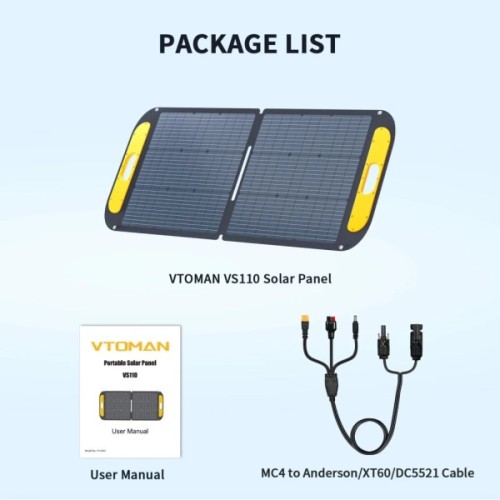 Портативна сонячна панель Vtoman 110W 19V IP67 MC-4/Anderson/XT60/DC5521 (VS110)
