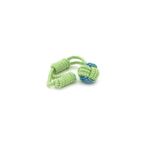 Іграшка для собак Voltronic Мотузка-апорт із вузлами форма кулі 6х27 см зелено-синя (YT41106)