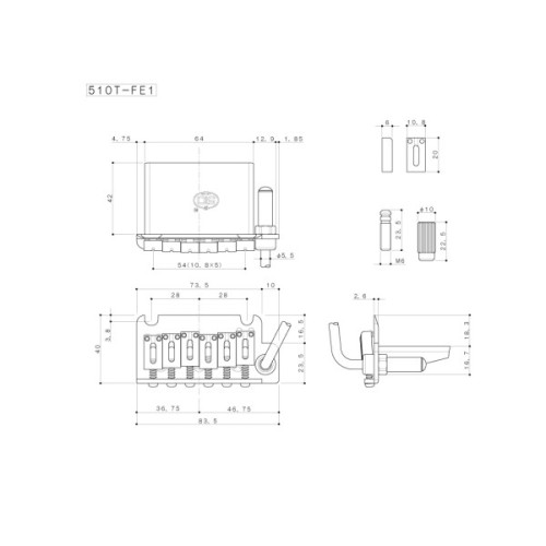 Бридж для гітари Gotoh 510T-FE1 C