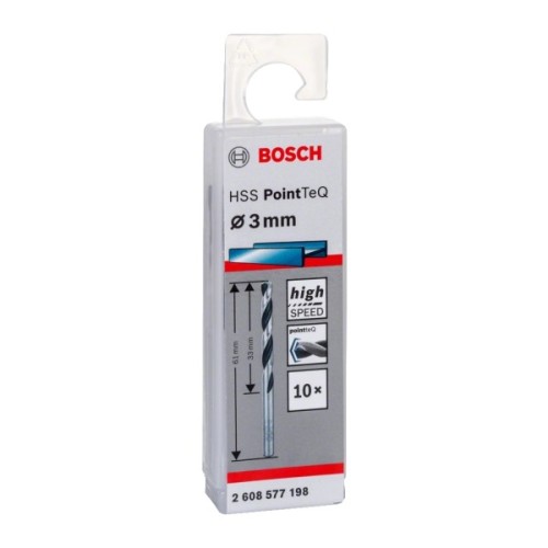 Свердло Bosch по металу HSS-PointTeQ, 3х33х61мм, 10шт (2.608.577.198)