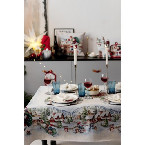 Скатертина Прованс гобеленова з велюром Снігова зима 135х220 см (037472)