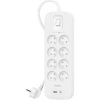 Мережевий фільтр живлення Belkin 8хТипE, 16А, USB-A/USB-C 18Вт, 2м (SRB003CA2M)