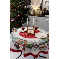 Скатертина Прованс гобеленова Різдвяне багаття Dх180 см (038396)