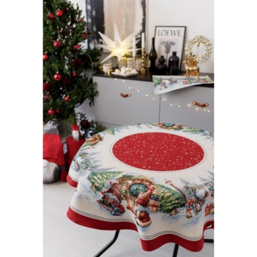 Скатертина Прованс гобеленова Різдвяне багаття Dх180 см (038396)