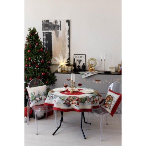Скатертина Прованс гобеленова Різдвяне багаття Dх180 см (038396)