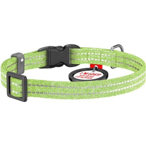 Нашийник для тварин WAUDOG Re-cotton з QR паспортом для котів та дрібних порід собак XS салатовий (16405)