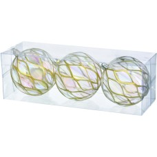 Ялинкова іграшка Jumi набір прозорих кульок 3 шт, пластик, 8см, золота сітка (5900410394919)