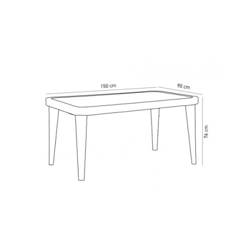 Стіл садовий Tilia Osaka 90x150 см з зовнішнім склом венге, ніжки пластикові (10060)
