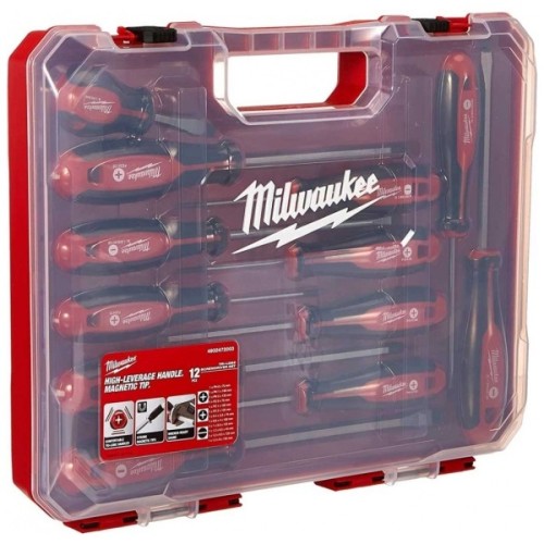 Набір викруток Milwaukee магнітних з тригранною рукояткою, в пластиковому кейсі 12шт. (4932472003)