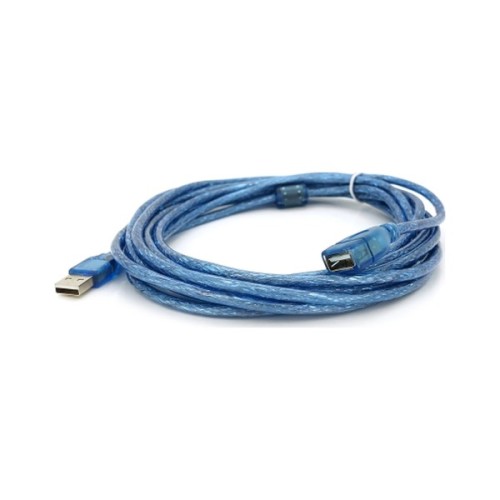 Дата кабель USB 2.0 AM/AF 5.0m ferrite transparent blue Voltronic (YT-AM/AF-5.0TBL)
