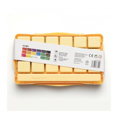 Гуашеві фарби HIMI Jelly Cup 18 кольори по 30 мл, жовтий пластик.пенал (6974712453703)