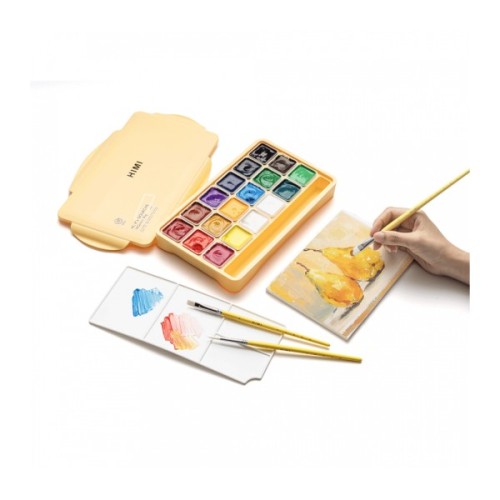 Гуашеві фарби HIMI Jelly Cup 18 кольори по 30 мл, жовтий пластик.пенал (6974712453703)